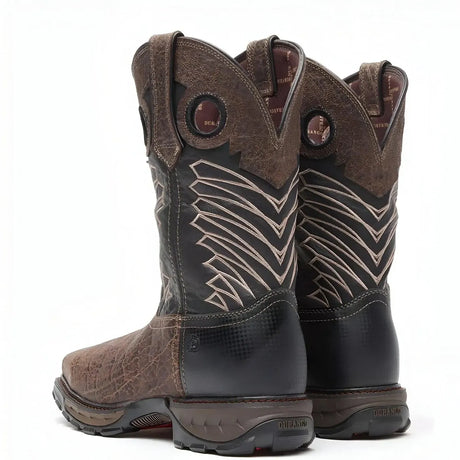 Durango Maverick XP Steel Toe Waterproof Western Work Boot Dark And Black Heel