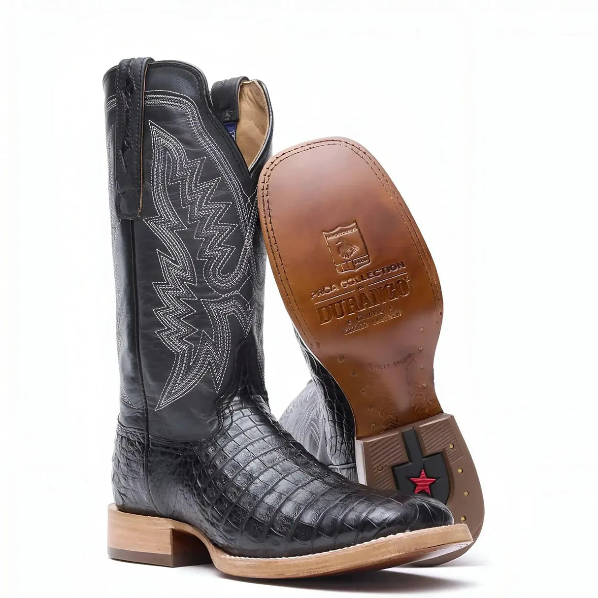 Durango PRCA Collection Caiman Belly Western Boot Black Side