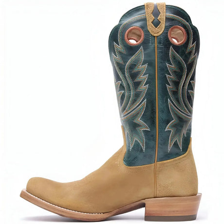 Durango PRCA Roughout Western Boot Goldenrod And Deep Teal Side