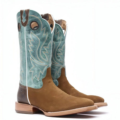 Durango PRCA Roughout Western Boot whiskey Tobacco And Aqua Cover