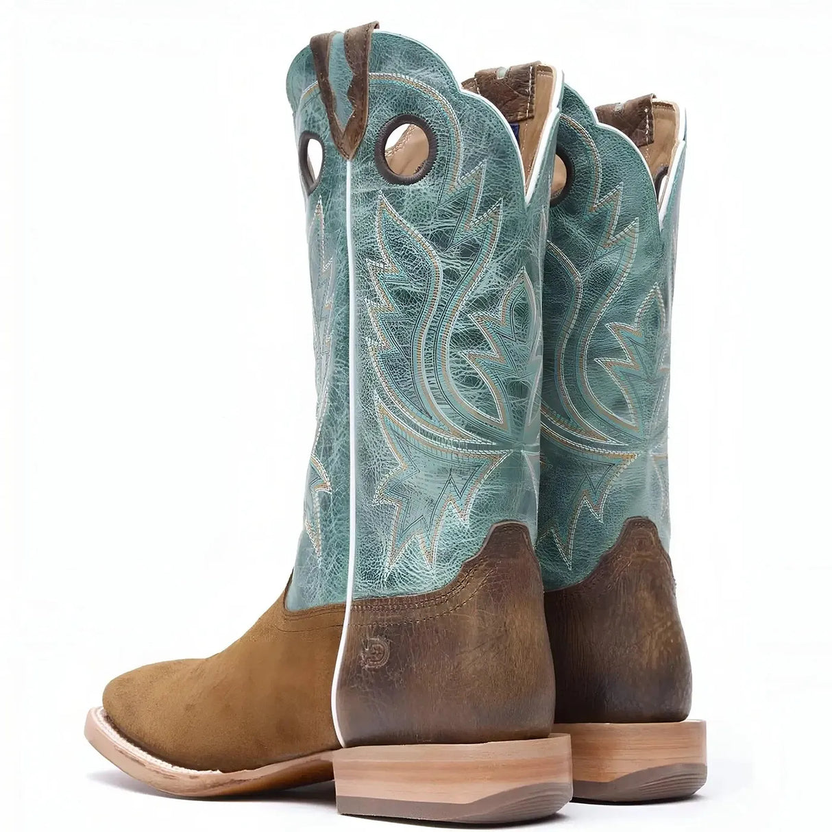 Durango PRCA Roughout Western Boot whiskey Tobacco And Aqua Side