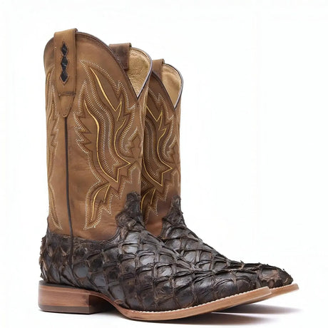 Durango Premium Exotics Dark Brown Pirarucu Western Boot Heel