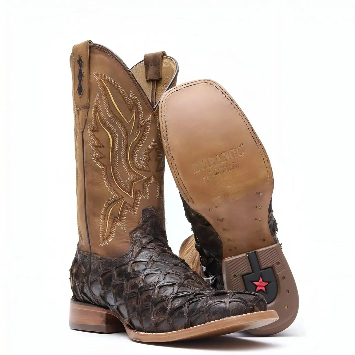 Durango Premium Exotics Dark Brown Pirarucu Western Boot Side