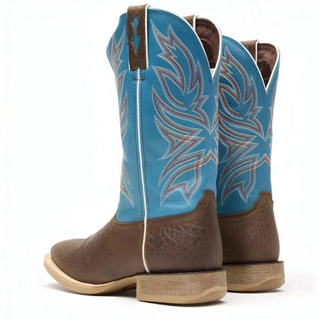 Durango Rebel Pro Bay Brown and Brilliant Blue Western Boot Heel