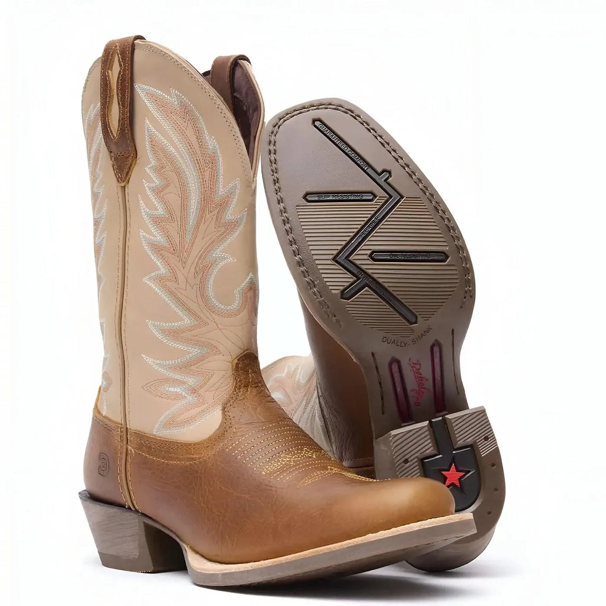 Durango Rebel Pro Golden Brown & Bone Western Boot Heel