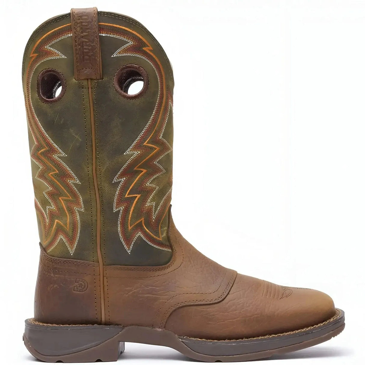 Durango Rebel Dark Chestnut and Hunter Green Western Boot Medial