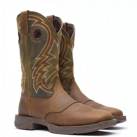 Durango Rebel Dark Chestnut and Hunter Green Western Boot Side