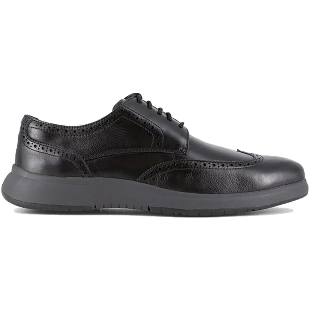 Florsheim Flair Work Steel-Toe Wingtip Oxford Work Shoe Black Profile View