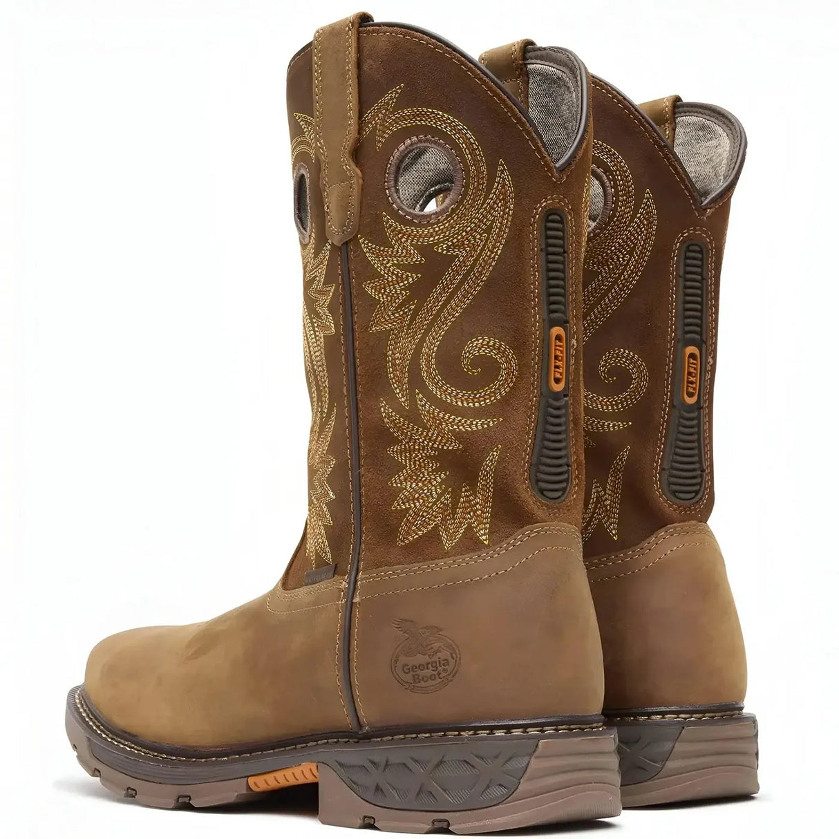 Georgia Boot Carbo-Tec FLX Alloy Toe Waterproof Pull-on Work Boot Brown Heel