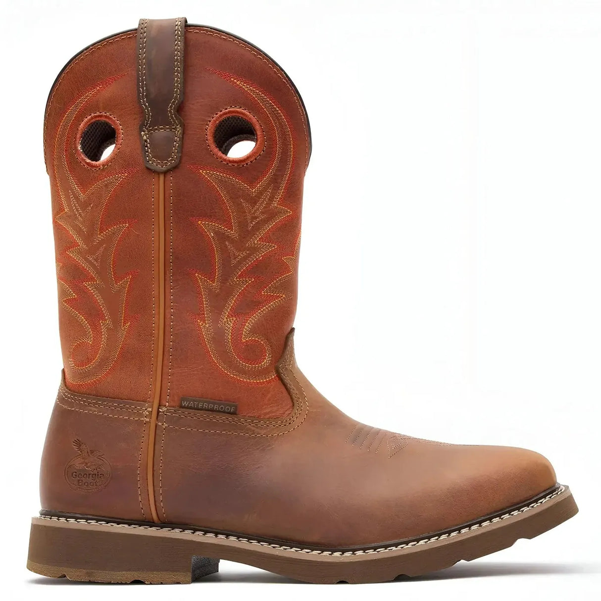 Georgia Boot Core 37 Western 11" Waterproof Pull-On Work Boot Brown Rust Cover