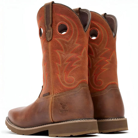 Georgia Boot Core 37 Western 11" Waterproof Pull-On Work Boot Brown Rust Heel