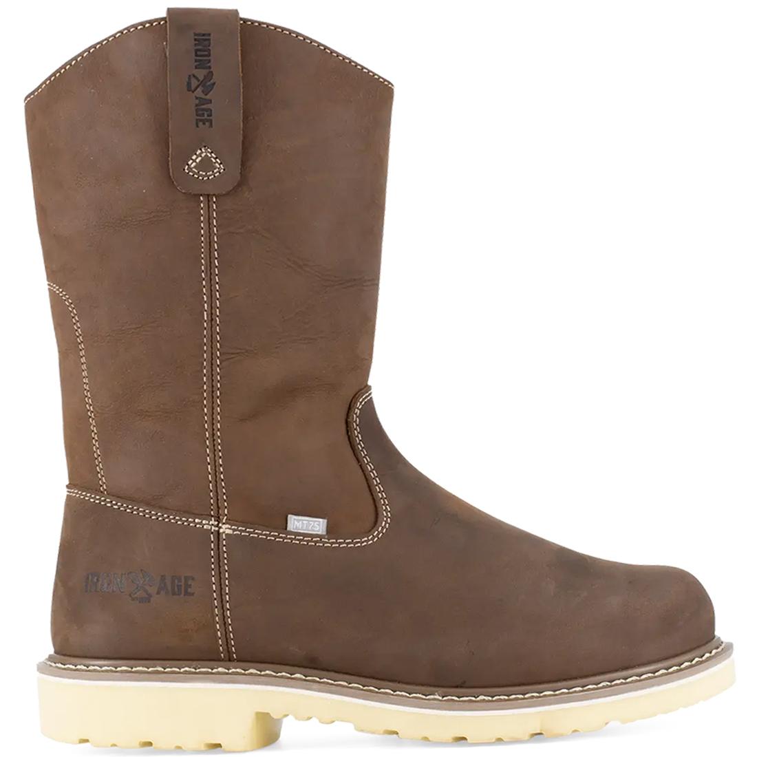 Iron Age Solidifier Composite-Toe Pull-On 11 Inch Int Met Guard Work Boot Brown Profile View