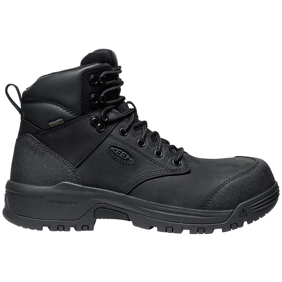 Keen Evanston 6" Carbon-Toe Work Boot Waterproof Black Keen Profile View