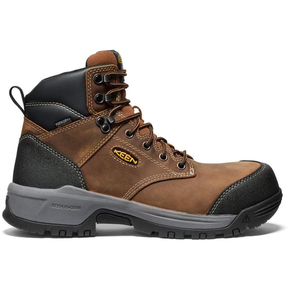 Keen Evanston 6" Carbon-Toe Work Boot Waterproof Brown Keen Profile View