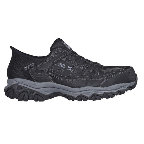 Skechers Work Men's Cankton Faison Slip ins Steel-Toe Shoe Black Profile View