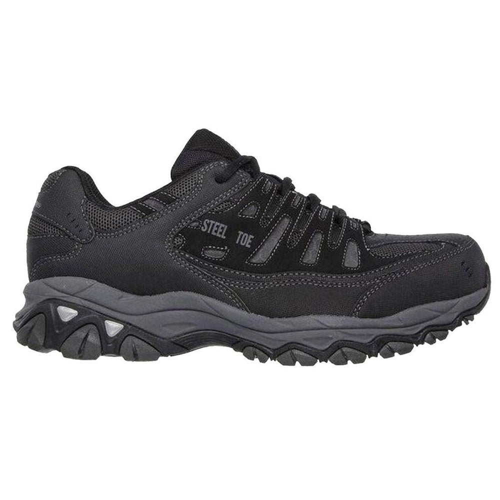 Skechers Work Men's Cankton Relaxed Fit Steel-Toe Shoe Black Profile View