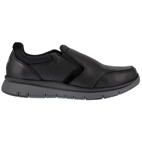 Rockport Works Primetime Casuals Steel-Toe Slip On Work Shoe Black Profile View