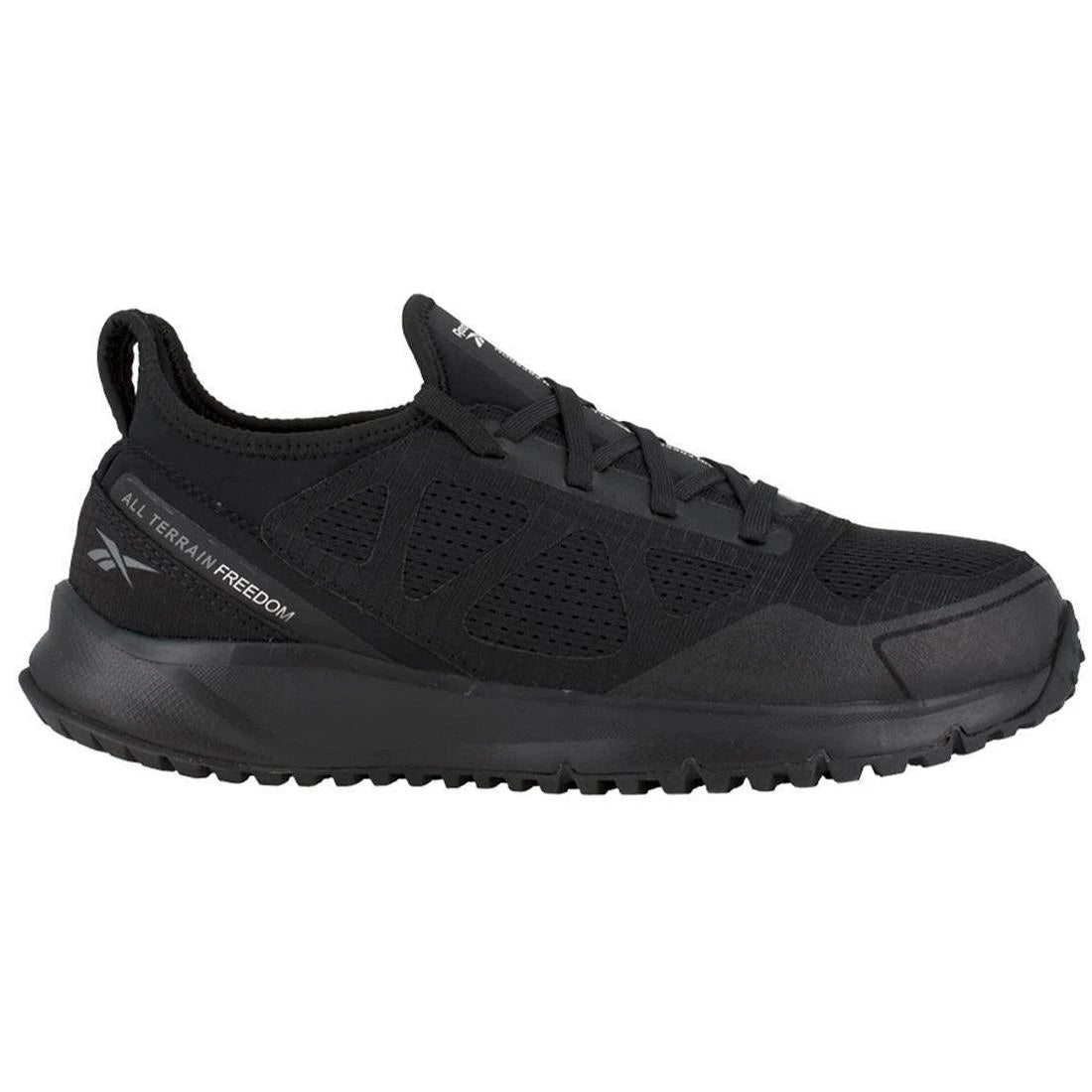 Reebok Work All Terrain Steel-Toe Athletic Work Shoe Black Profile View