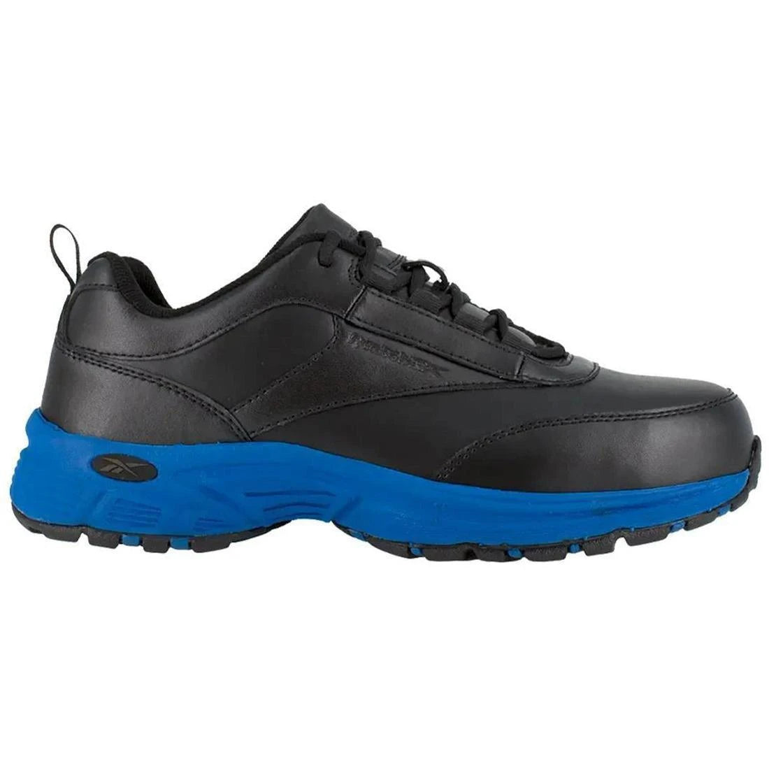 Reebok Work Ateron Steel-Toe Athletic Work Shoe Black/Blue Profile View