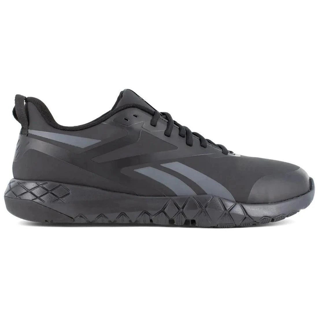Reebok Work Flexagon Force Xl Composite-Toe Athletic Work Shoe Black/Gray Profile View