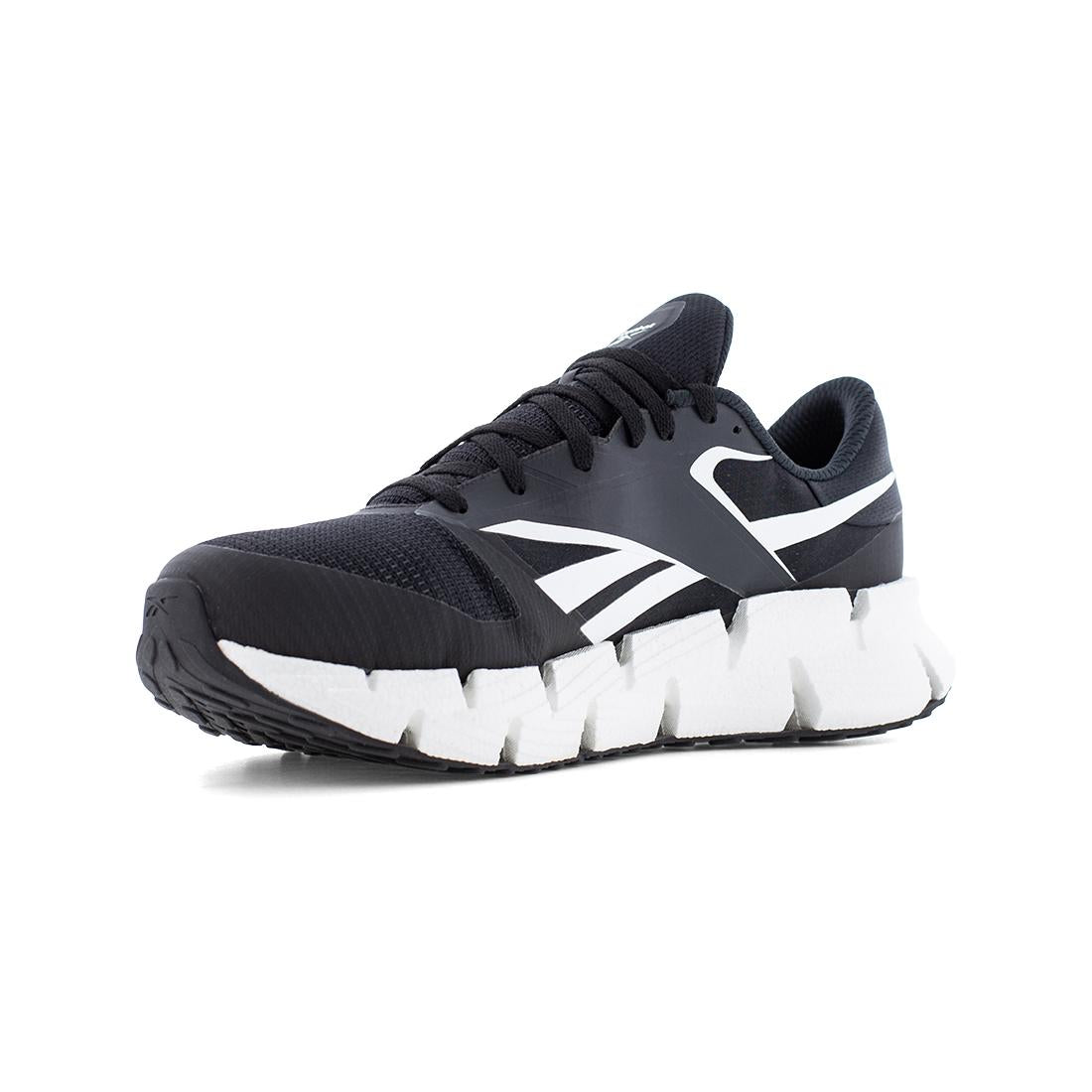 Reebok FloatZig Athletic Composite Toe Work Shoe – Black/White RB3033 Heel Image
