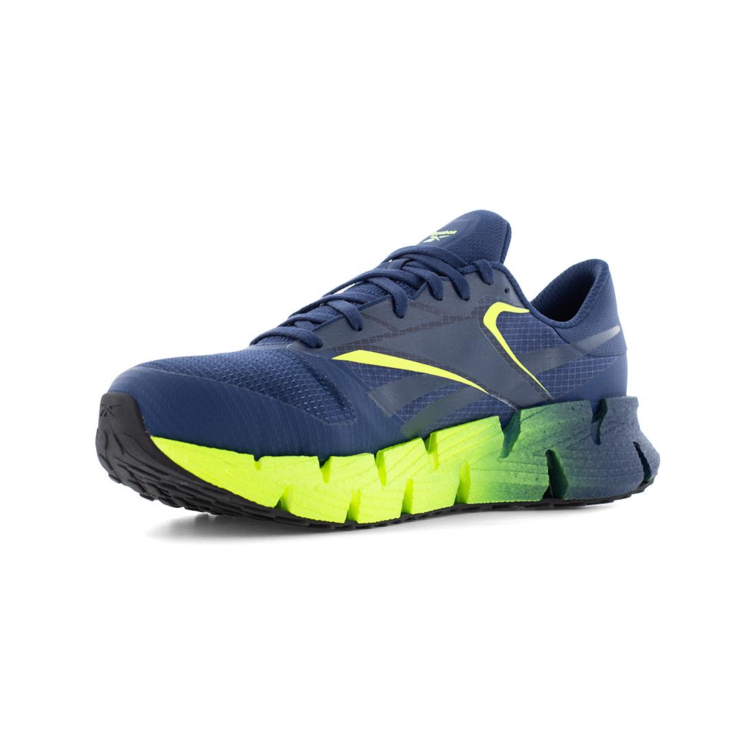 Reebok FloatZig Athletic Composite Toe Work Shoe – Blue/Lime RB3032 Heel Image