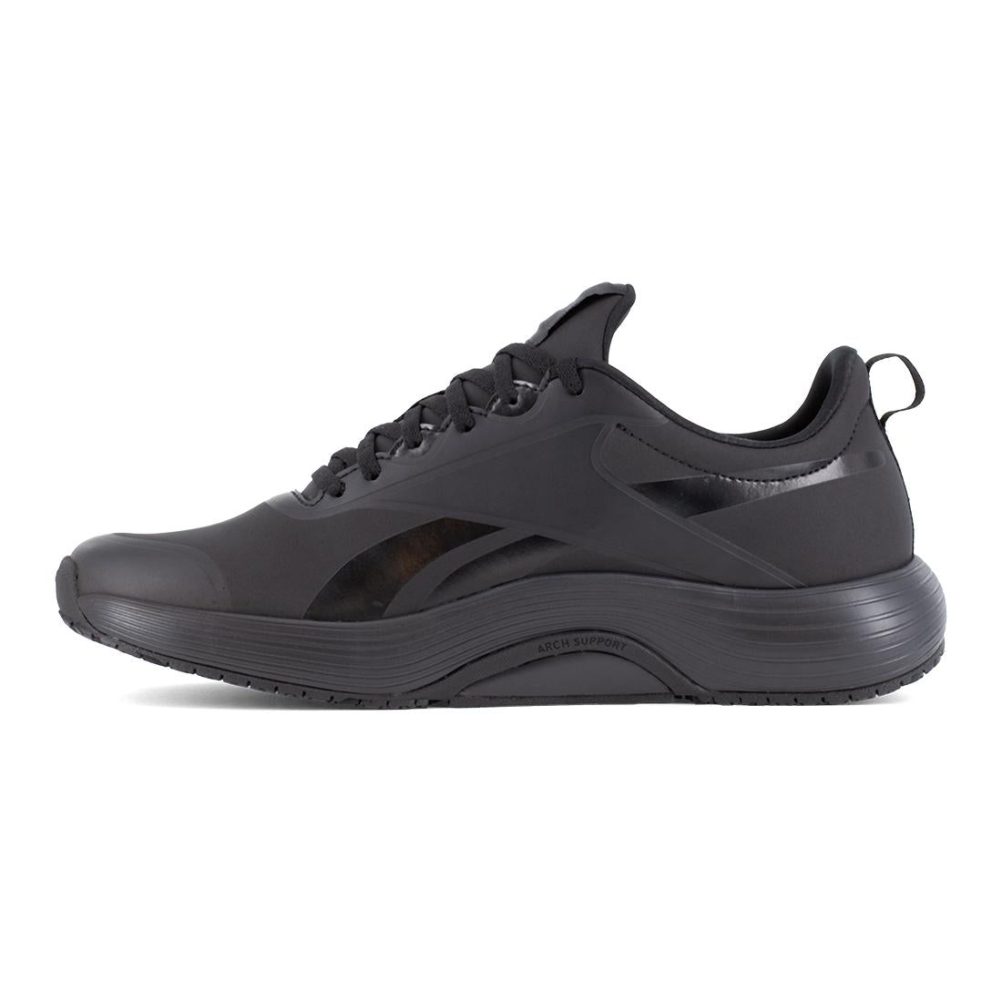 Reebok Lite Plus 4 Athletic Soft Toe Slip‑Resistant Shoe – Black RB5101 Medial Image