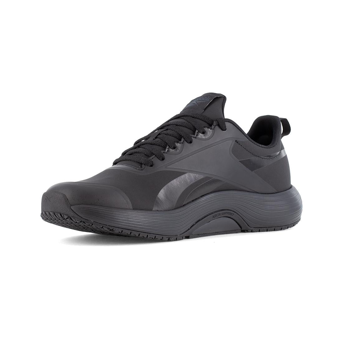 Reebok Lite Plus 4 Athletic Soft Toe Slip‑Resistant Shoe – Black RB5101 Heel Image