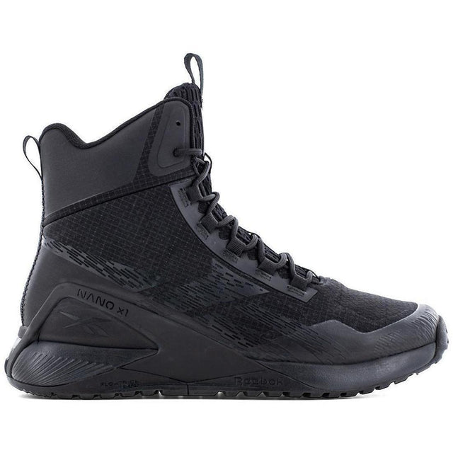 Reebok Work Nano X1 Adventure Soft-Toe Tactical Shoe Black Profile View
