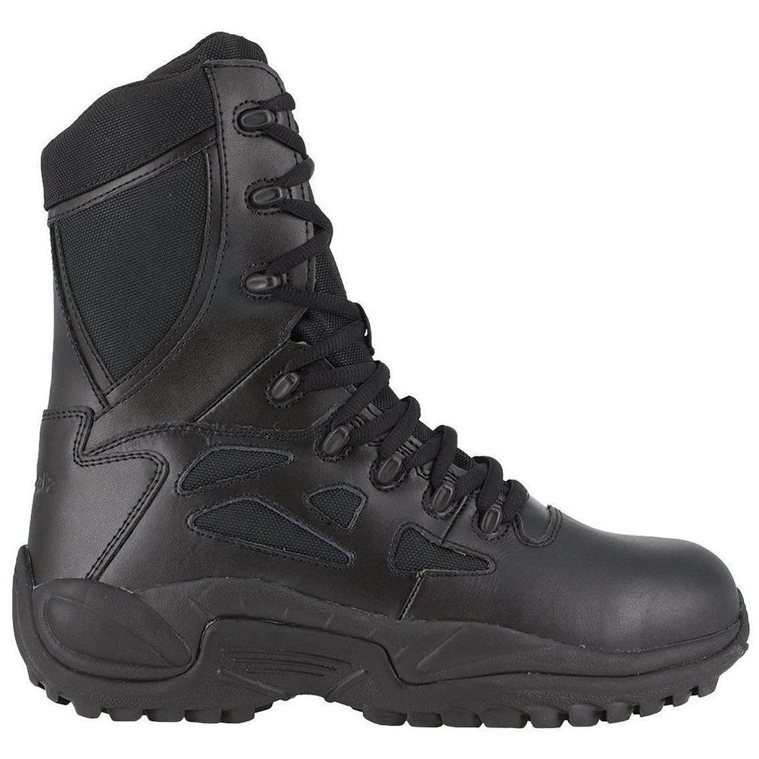 Reebok Work Rapid Response Rb 8 Inch Composite-Toe Tactical Work Boot Black Profile View