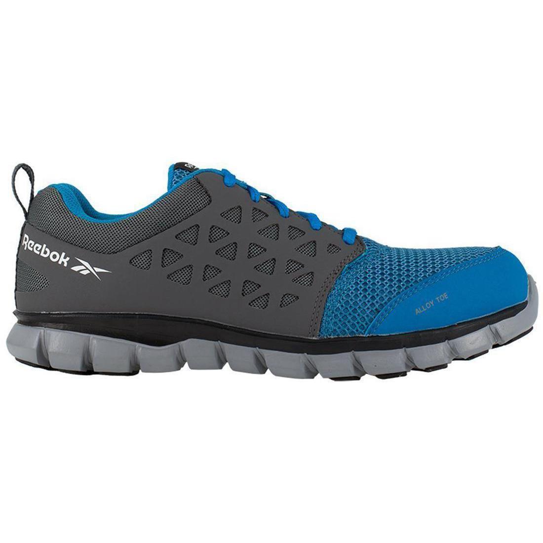 Reebok Work Sublite Cushion Alloy-Toe Athletic Work Shoe Blue/Grey Profile View