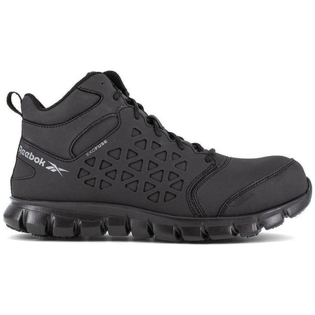 Reebok Work Sublite Cushion Alloy-Toe Mid Cut Athletic Work Boot Black Exofuse Profile View