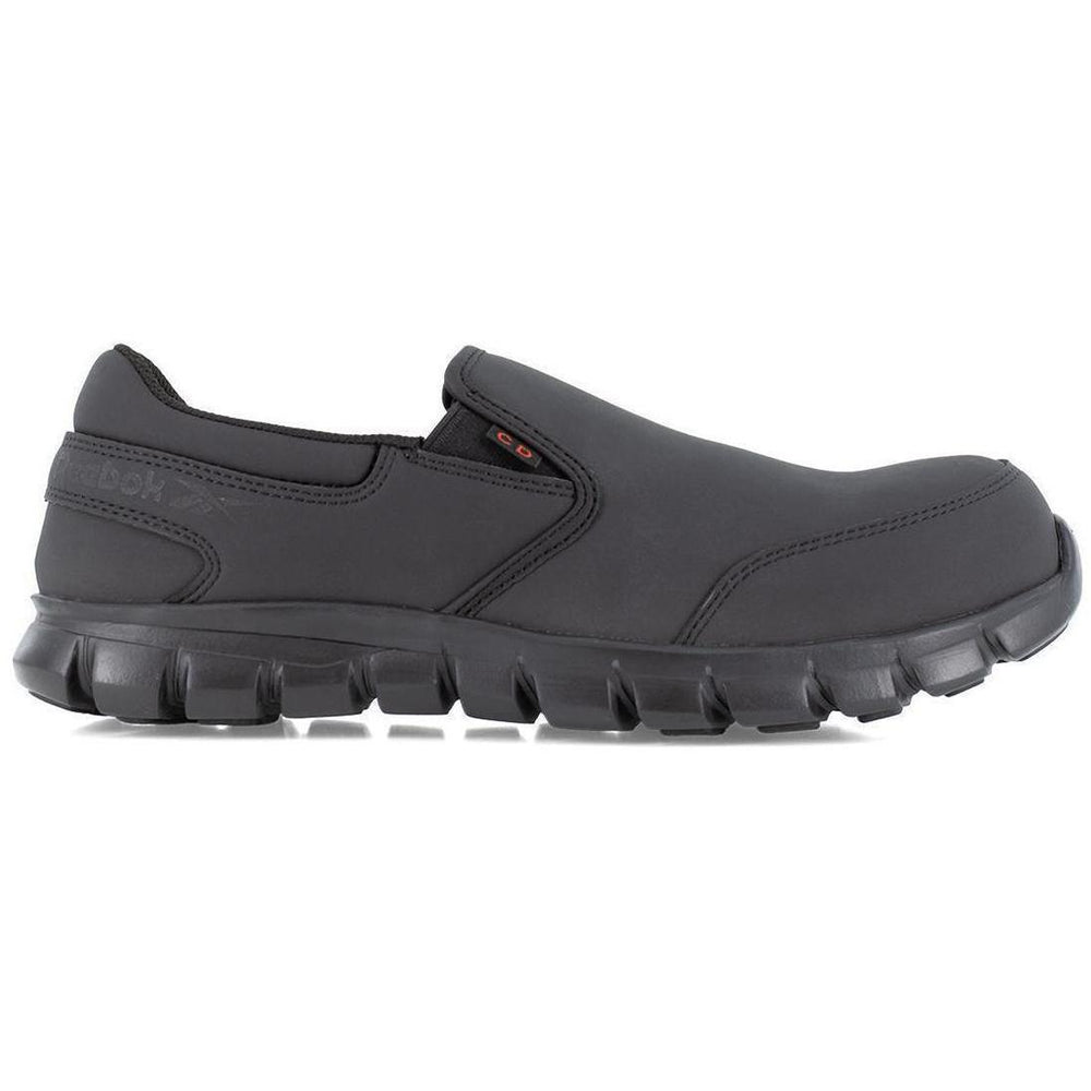 Reebok Work Sublite Cushion Composite-Toe Work Shoe Black Profile View
