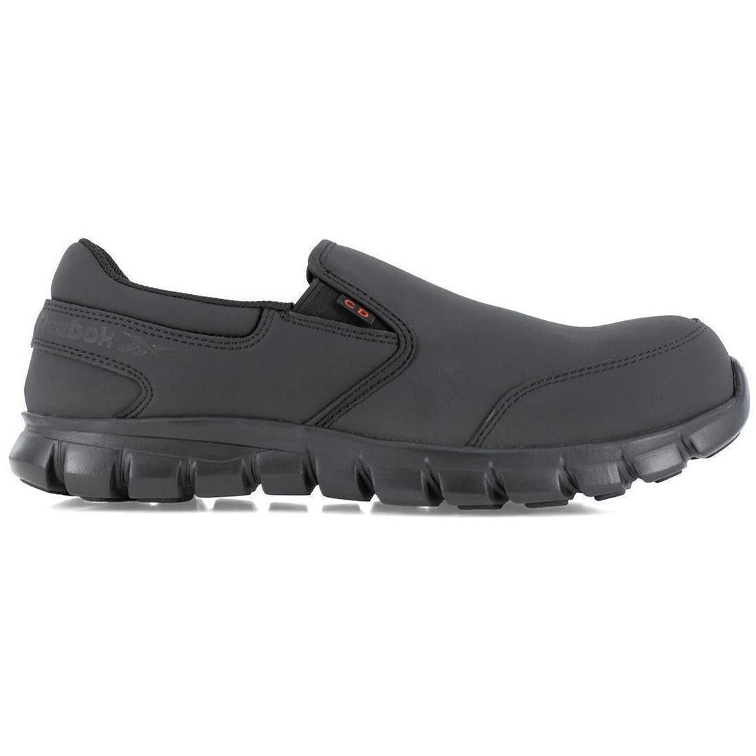 Reebok Work Sublite Cushion Composite-Toe Work Shoe Black Profile View