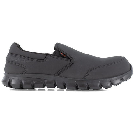 Reebok Work Sublite Cushion Composite-Toe Work Shoe Black Profile View