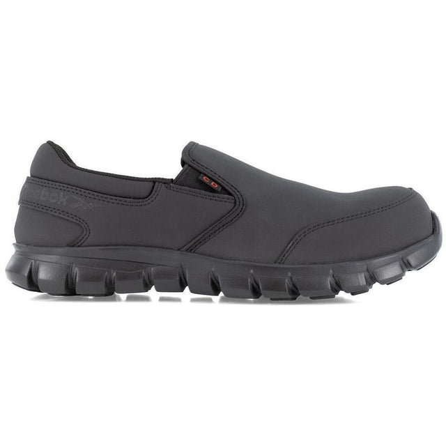 Reebok Work Sublite Cushion Composite-Toe Work Shoe Black Profile View