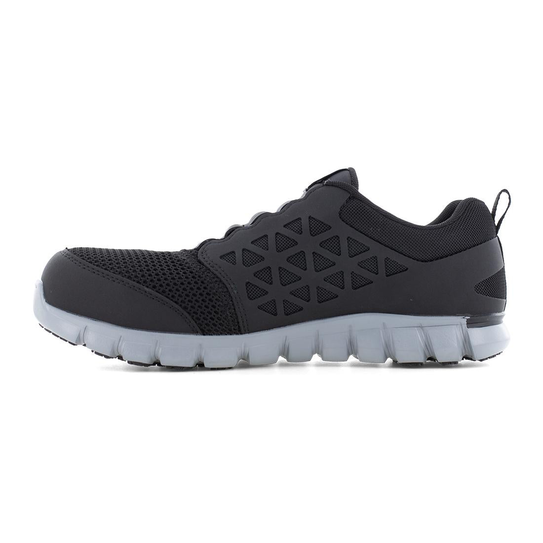 Reebok Sublite Cushion Composite Toe Slip‑On Work Shoe – Black RB4052 Medial Image