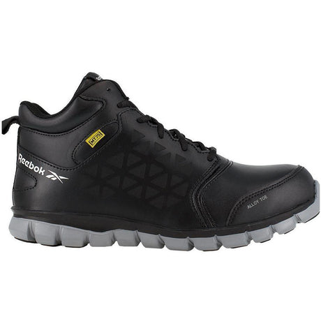 Reebok Work Sublite Cushion Alloy-Toe Metguard Athletic Work Shoe Black Profile View