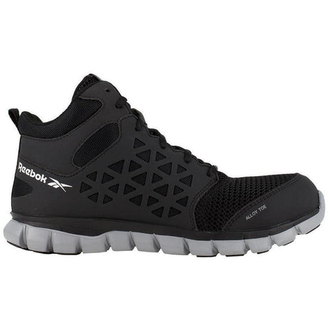 Reebok Work Sublite Cushion Alloy-Toe SD Mid Cut Athletic Work Boot Black Profile View