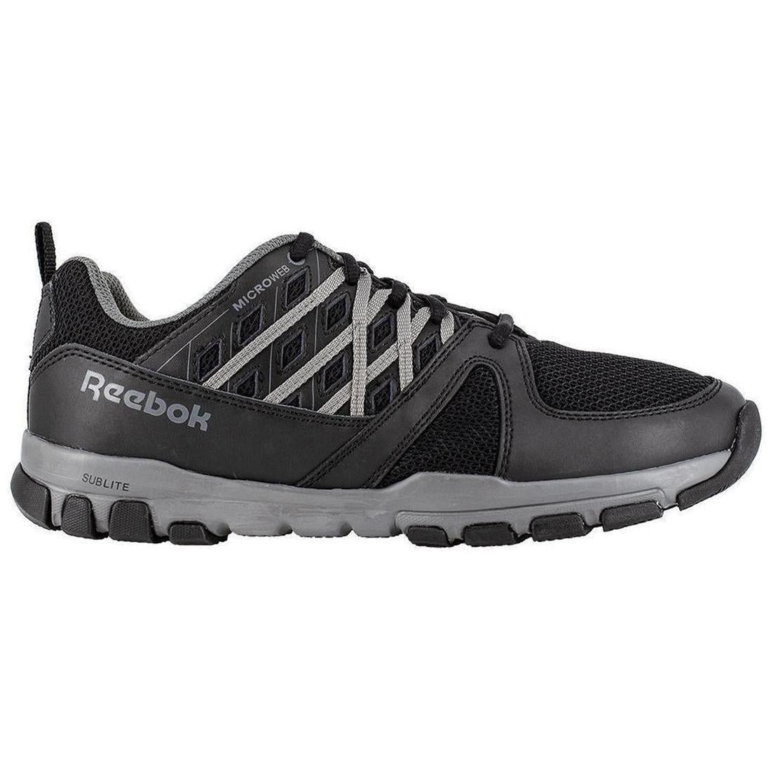 Reebok Work Sublite Soft-Toe Athletic Shoe Black Profile View