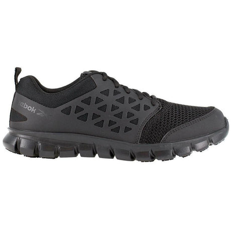Reebok Work Sublite Cushion Soft-Toe Athletic Work Shoe Black Profile View