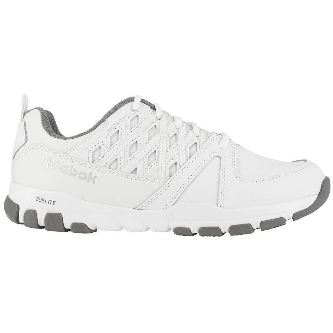 Reebok Work Sublite Soft-Toe Athletic Shoe White Profile View