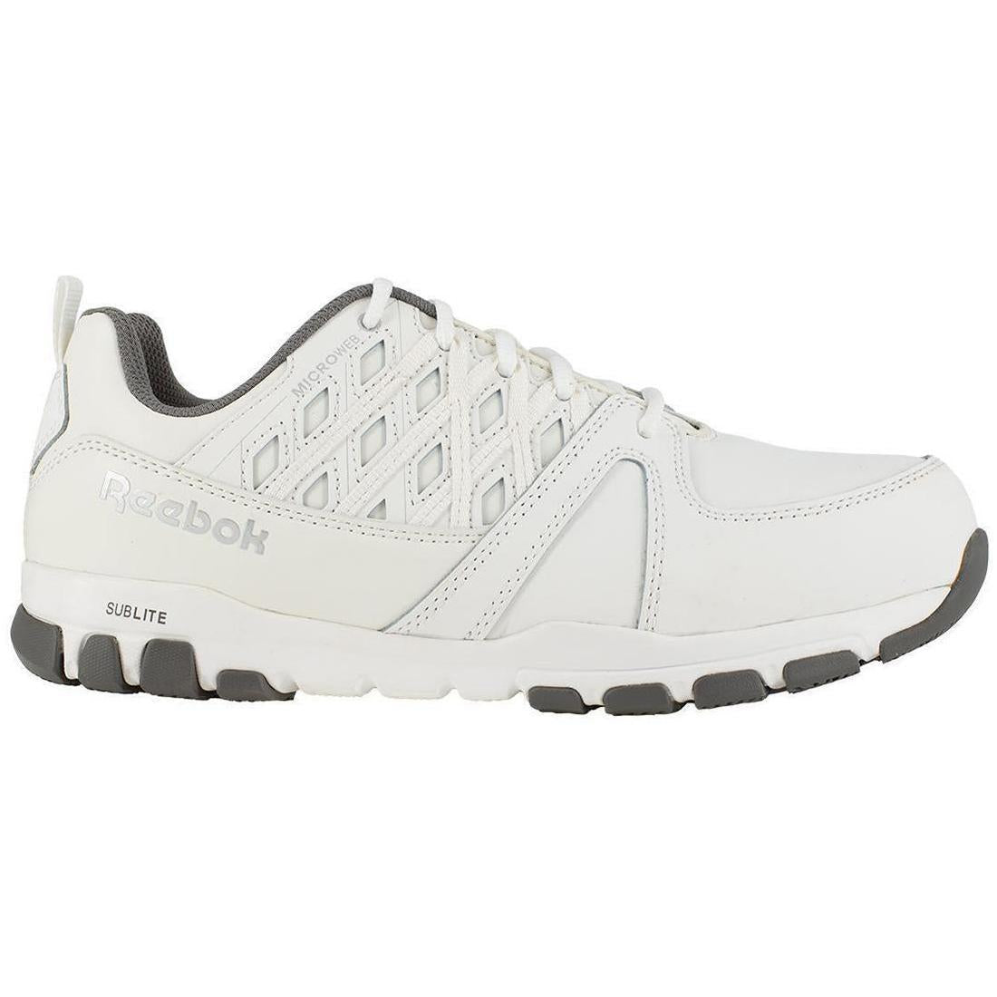 Reebok Work Sublite Steel-Toe Athletic Work Shoe White Profile View