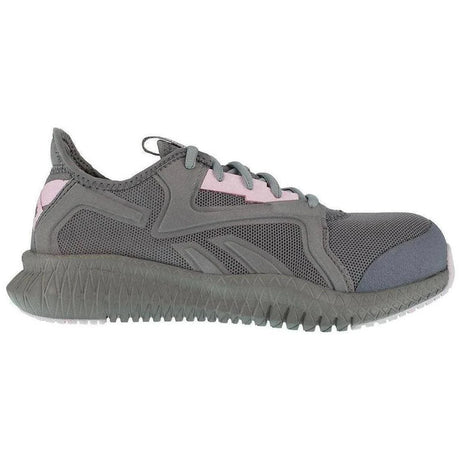 Reebok Work Women's Flexagon 3.0 Composite-Toe Athletic Work Shoe Grey/Pink Profile View