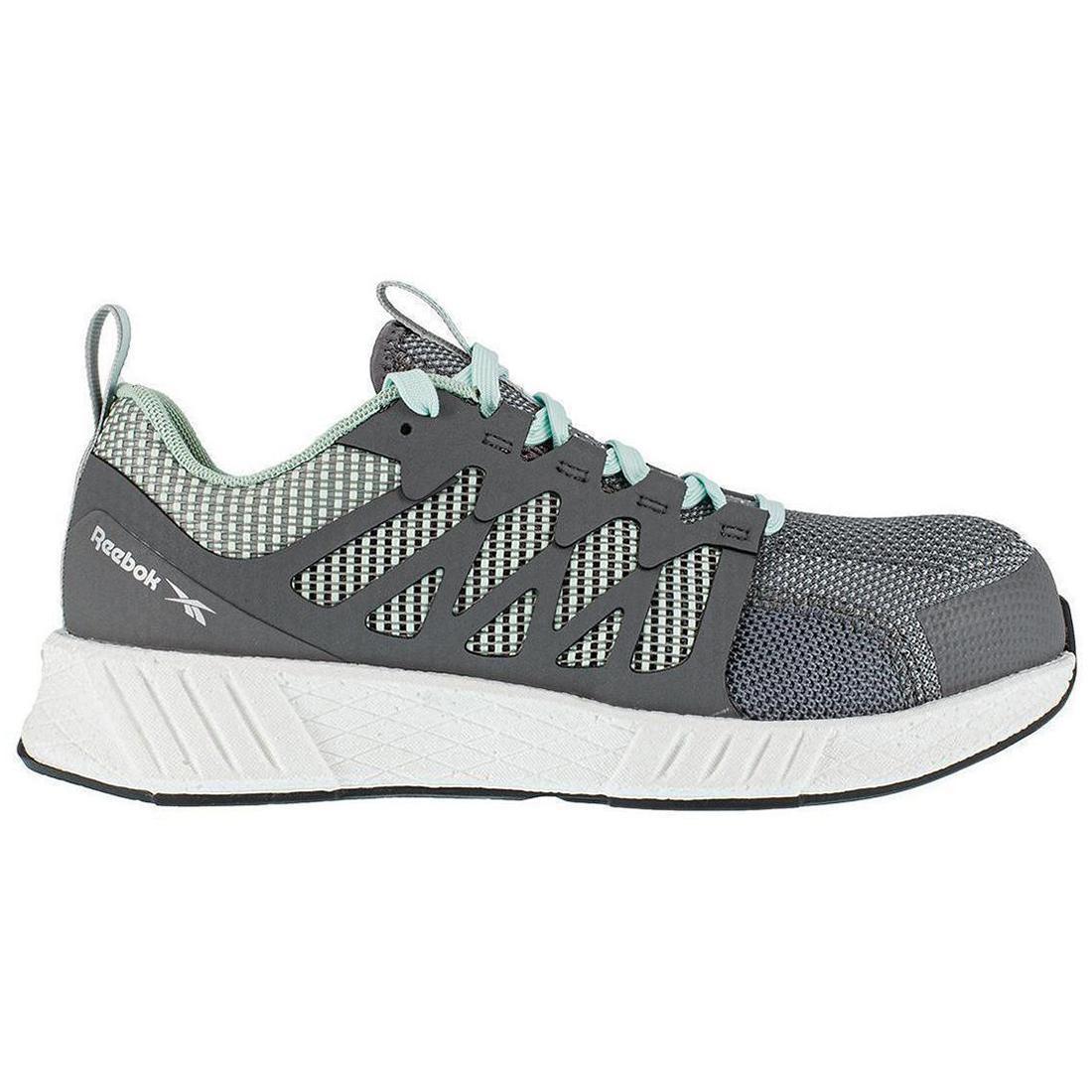 Reebok Work Women's Fusion Flexweave™ Composite-Toe Athletic Work Shoe Grey/Mint Green Profile View
