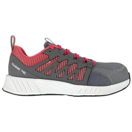 Reebok Work Women's Fusion Flexweave Composite-Toe Athletic Work Shoe Grey/Pink Profile View