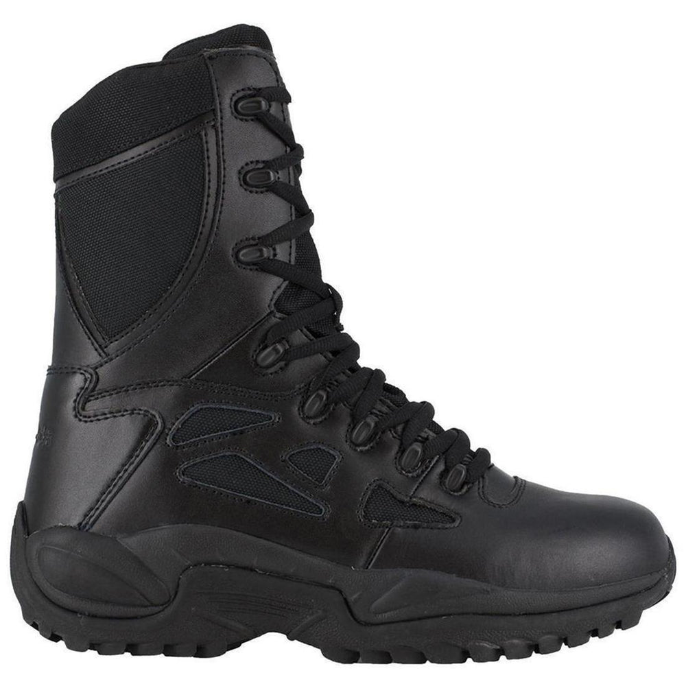 Reebok Work Women's Rapid Response Rb 8 Inch Soft-Toe Military Work Boot Black Profile View