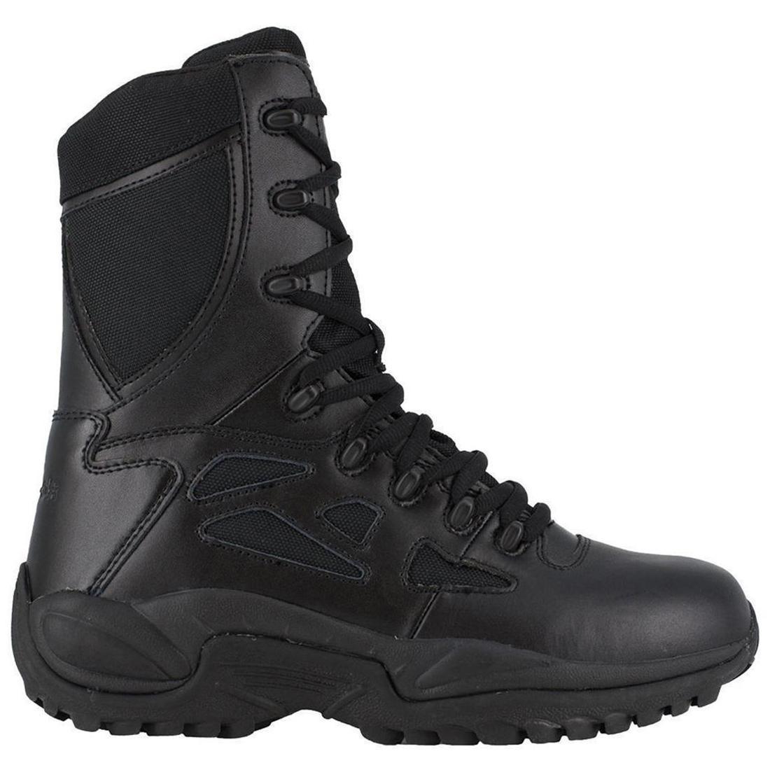 Reebok Work Women's Rapid Response Rb 8 Inch Soft-Toe Military Work Boot Black Profile View