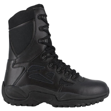 Reebok Work Women's Rapid Response Rb 8 Inch Soft-Toe Military Work Boot Black Profile View