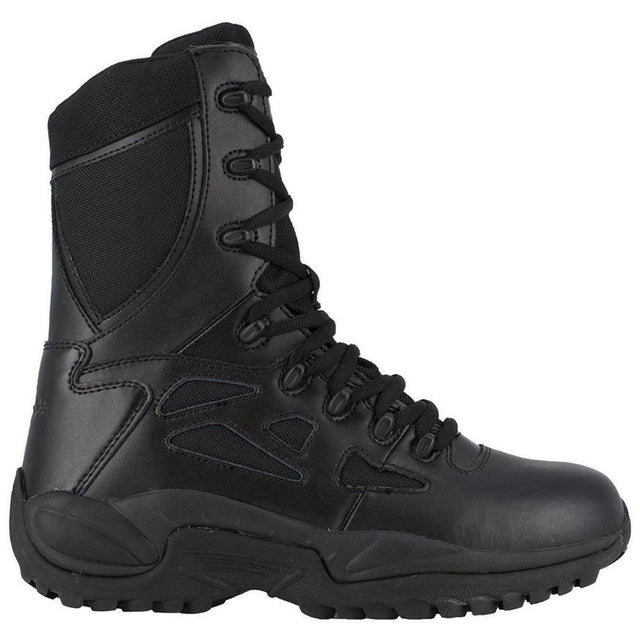 Reebok Work Women's Rapid Response Rb 8 Inch Soft-Toe Military Work Boot Black Profile View